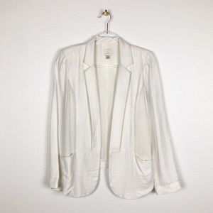 LC Lauren Conrad Ivory Mesh Panel Open Blazer 6
